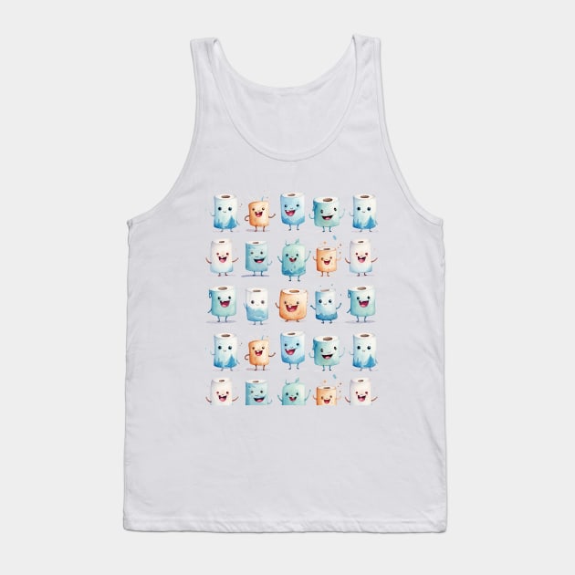 Funny Toilet Rolls Watercolor Pattern #1 Tank Top by RunAki